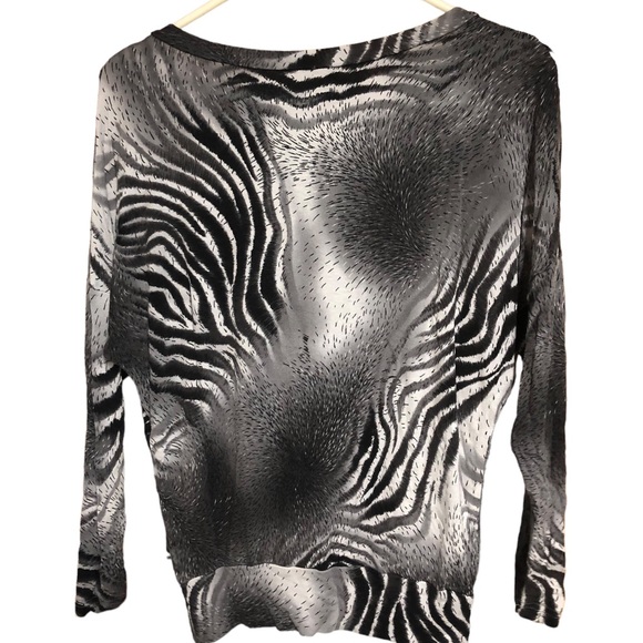Women’s  Zebra Print Top w/Beaded Neckline, Pleating Front, & Hip Band SZ 12 - Picture 6 of 7